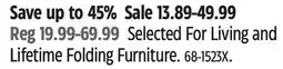 Canadian Tire Selected For Living and Lifetime Folding Furniture offer