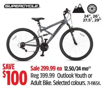 Canadian Tire Supercycle Outlook Youth or Adult Bike offer