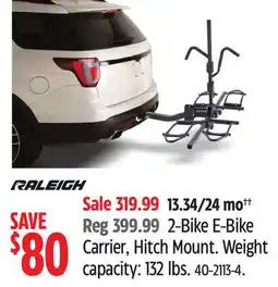 Canadian Tire Raleigh 2-Bike E-Bike Carrier, Hitch Mount offer