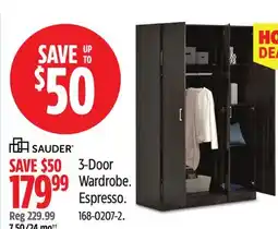 Canadian Tire 3-Door Wardrobe. Espresso offer