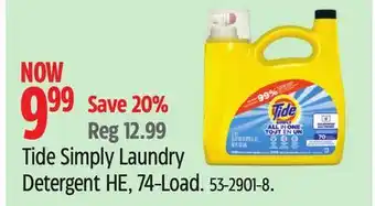 Canadian Tire Tide Simply Laundry Detergent HE offer
