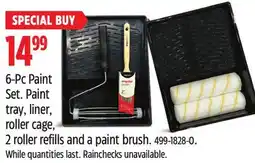 Canadian Tire Premier 6-Pc Paint Set. Paint tray, liner, roller cage, 2 roller refills and a paint brush offer