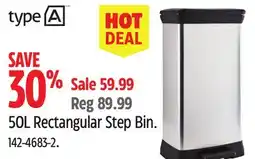 Canadian Tire 50L Rectangular Step Bin offer