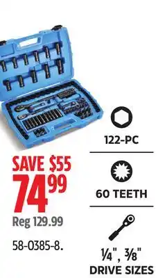 Canadian Tire Mastercraft Socket Set, 122-pc, SAE/Metric, CRV, Black Steel Finish offer