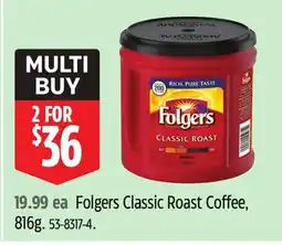 Canadian Tire Folgers Classic Roast Coffee, 816g offer