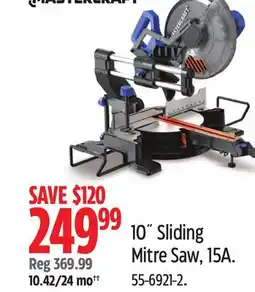 Canadian Tire Mastercraft 10˝ Sliding Mitre Saw, 15A offer