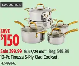 Canadian Tire Lagostina 10-Pc Finezza 5-Ply Clad Cookset offer