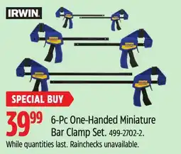 Canadian Tire Irwin 6-Pc One-Handed Miniature Bar Clamp Set offer