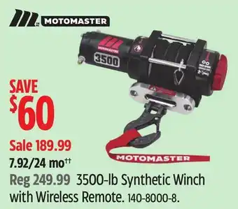 Canadian Tire MotoMaster 3500-lb Synthetic Winch with Wireless Remote offer