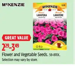 Canadian Tire Mckenzie Flower and Vegetable Seeds offer