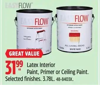 Canadian Tire EasyFlow Latex Interior Paint, Primer or Ceiling Paint offer