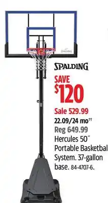 Canadian Tire Spalding Hercules 50˝ Portable Basketball System offer