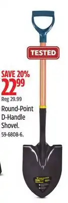 Canadian Tire Yardworks Tempered Steel Round Point Short Handle D-Grip Shovel, 40-In, Wooden Shaft offer