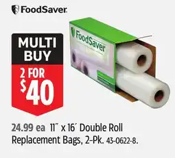 Canadian Tire FoodSaver 11˝ x 16´ Double Roll Replacement Bags, 2-Pk offer