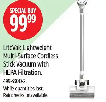 Canadian Tire Tineco LiteVak Lightweight Multi-Surface Cordless Stick Vacuum with HEPA Filtration offer