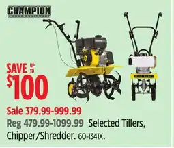 Canadian Tire Champion Power Equipment Selected Tillers, Chipper/Shredder offer