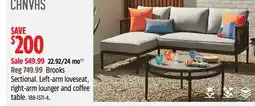 Canadian Tire CANVAS Sectional. Left-arm loveseat, right-arm lounger and coffee table offer