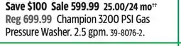 Canadian Tire Champion 3200 PSI Gas Pressure Washer offer