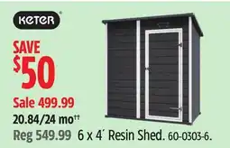Canadian Tire Keter 6 x 4´ Resin Shed offer