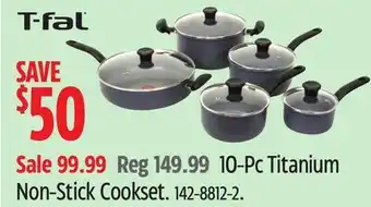 Canadian Tire T-fal 10-Pc Titanium Non-Stick Cookset offer