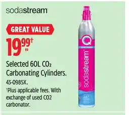 Canadian Tire SodaStream Selected 60L CO2 Carbonating Cylinders offer