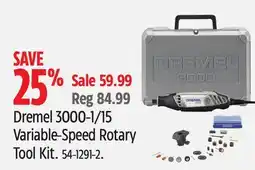 Canadian Tire Dremel 3000-1/15 Variable-Speed Rotary Tool Kit offer