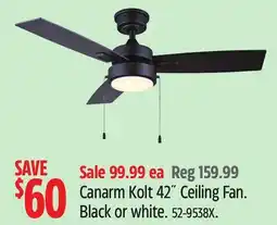 Canadian Tire Canarm Kolt 42-in 3-Blade 3 Speeds LED Ceiling Fans with Pull Chains, Black offer