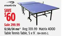 Canadian Tire Matrix 4000 Table Tennis Table, 5 x 9´ offer