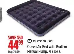 Canadian Tire Outbound Queen Air Bed with Built-in Manual Pump offer