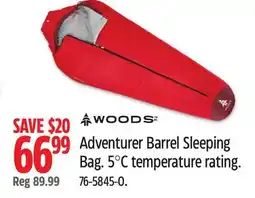 Canadian Tire Woods Adventurer Barrel Sleeping Bag offer