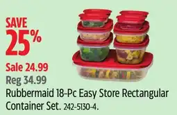 Canadian Tire Rubbermaid 18-Pc Easy Store Rectangular Container Set offer