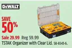 Canadian Tire DeWalt TSTAK Organizer with Clear Lid offer