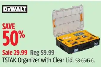 Canadian Tire DeWalt TSTAK Organizer with Clear Lid offer