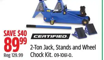 Canadian Tire Certified 2-Ton Jack, Stands and Wheel Chock Kit offer