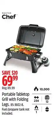 Canadian Tire MASTER Chef Portable Tabletop Grill with Folding Legs offer