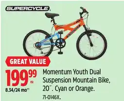Canadian Tire SUPERCYCLE Momentum Youth Dual Suspension Mountain Bike, 20˝ offer