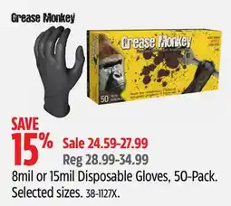Canadian Tire Grease Monkey 8mil or 15mil Disposable Gloves, 50-Pack offer