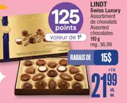 Jean Coutu LINDT Swiss Luxury Assortiment de chocolats Assorted chocolates offer