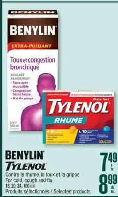 Jean Coutu BENYLIN, TYLENOL For cold, cough and flu offer