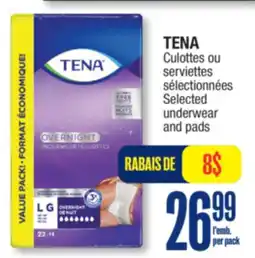 Jean Coutu TENA Selected underwear and pads offer