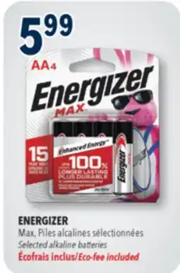 Familiprix ENERGIZER Max, Selected alkaline batteries offer