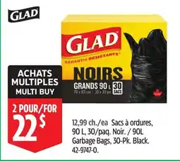 Canadian Tire Glad 90L Garbage Bags, 30-Pk offer