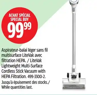 Canadian Tire LiteVak Lightweight Multi-Surface Cordless Stick Vacuum with HEPA Filtration offer