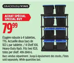 Canadian Tire Gracious Living 4-Shelf Xxl Heavy-Duty Rack. Fits two 102L totes per shelf offer