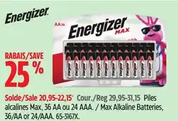 Canadian Tire Energizer Max Alkaline Batteries offer