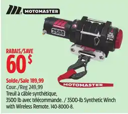 Canadian Tire Motor Master 3500-lb Synthetic Winch with Wireless Remote offer