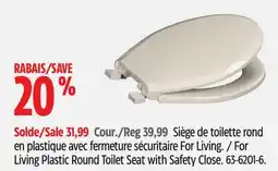 Canadian Tire Living Plastic Round Toilet Seat with Safety Close offer