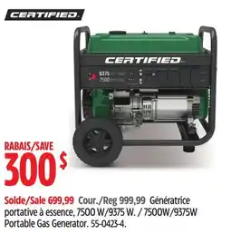 Canadian Tire Certified 7500W/9375W Portable Gas Generator offer
