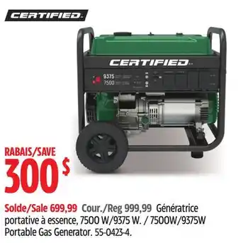 Canadian Tire Certified 7500W/9375W Portable Gas Generator offer