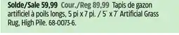 Canadian Tire For Living 5´ x 7´ Artificial Grass Rug, High Pile offer
